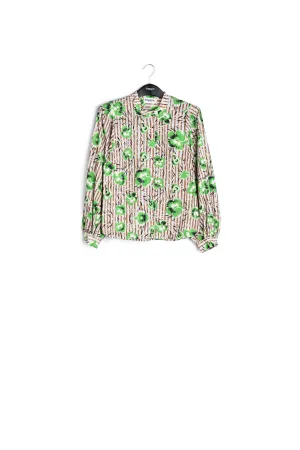 Green puffed-sleeve top