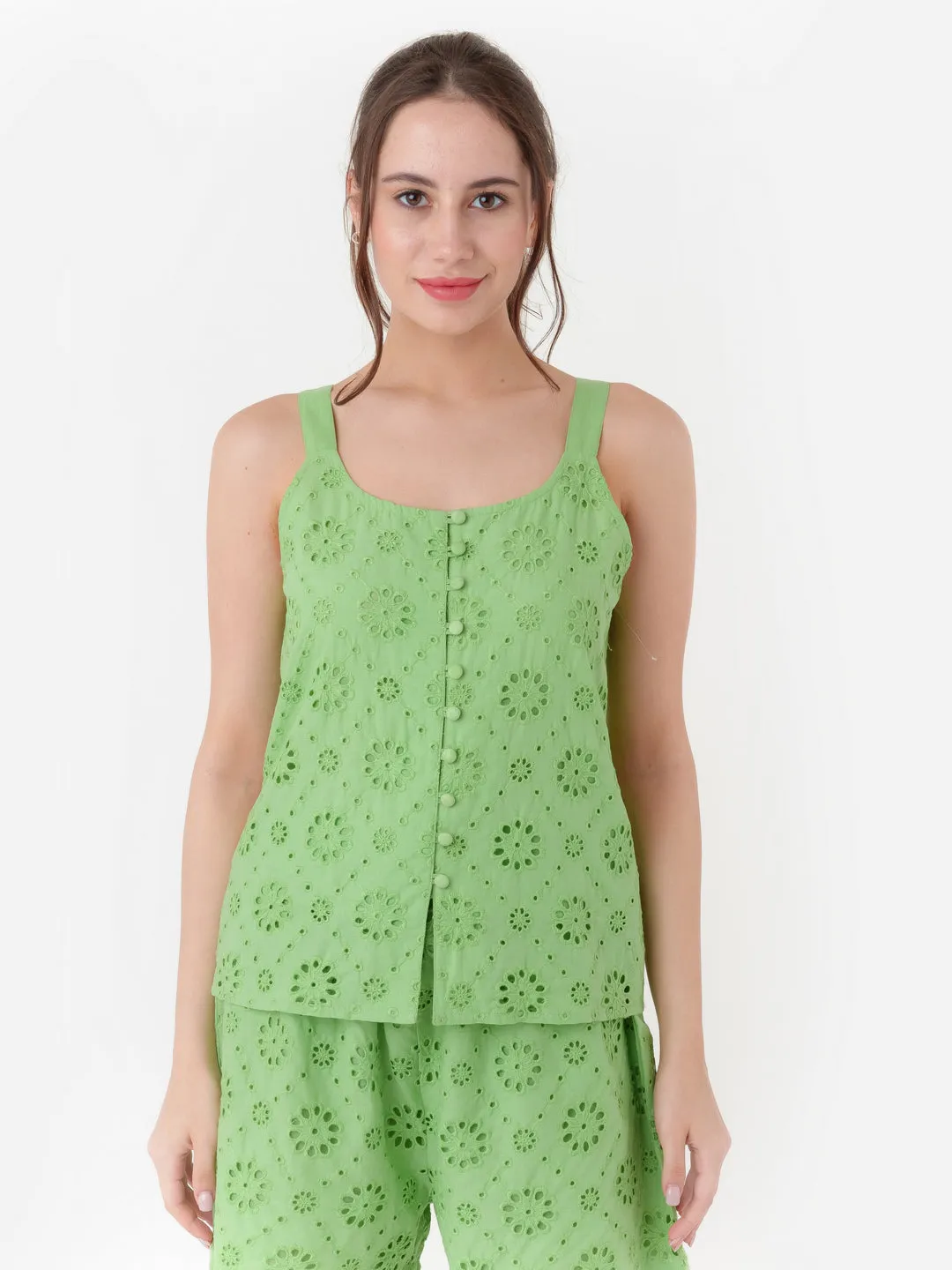 Green Solid Regular Top