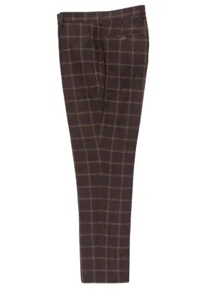 Guide London Mens Roelof Check Trousers Brown