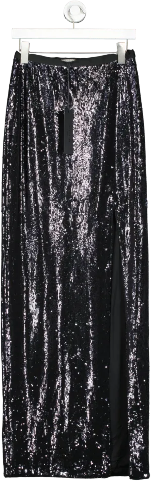 Halston Heritage Black Maxi Sequin Skirt With High Leg Split UK 8