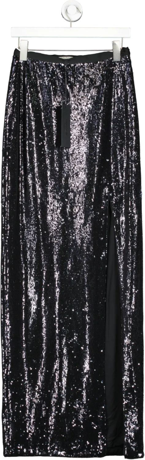 Halston Heritage Black Maxi Sequin Skirt With High Leg Split UK 8