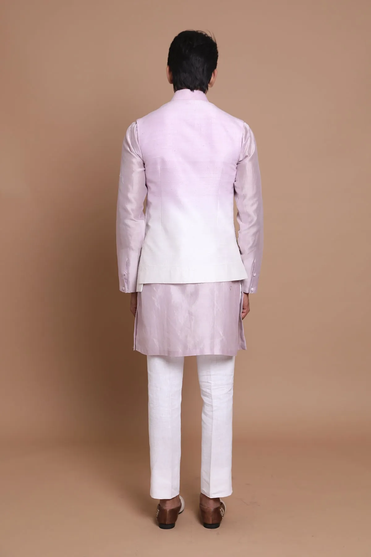 Hand Paint Ombre Bundi & Linen Kurta Set