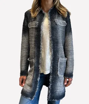 Hand Painted Mat Stitch Long Jacket in Huskey