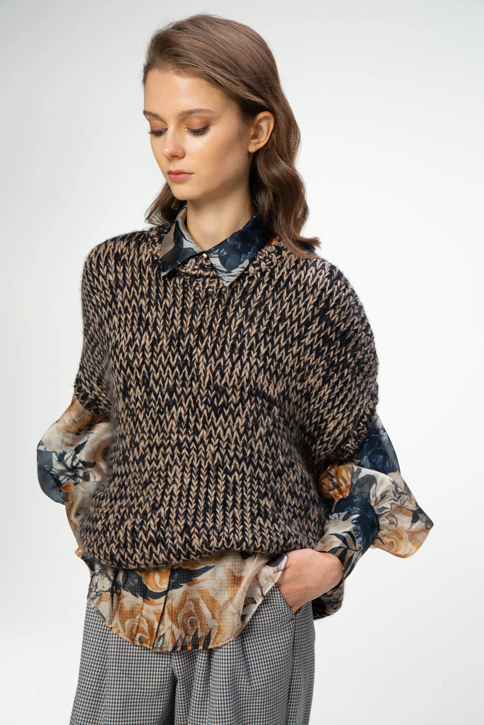 Handmade Women's Vest Melange, Black