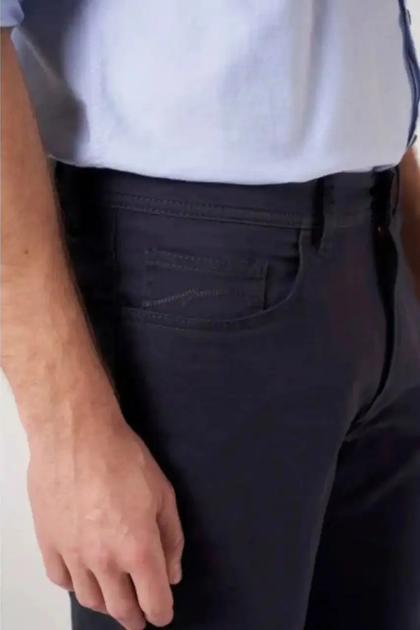 Hattric Men's Chino Trousers Hunter Straight Leg Stretch 688405/45 Navy
