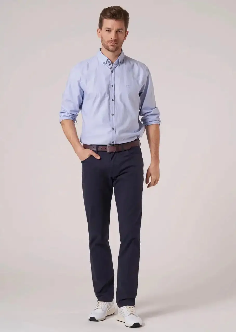 Hattric Men's Chino Trousers Hunter Straight Leg Stretch 688405/45 Navy
