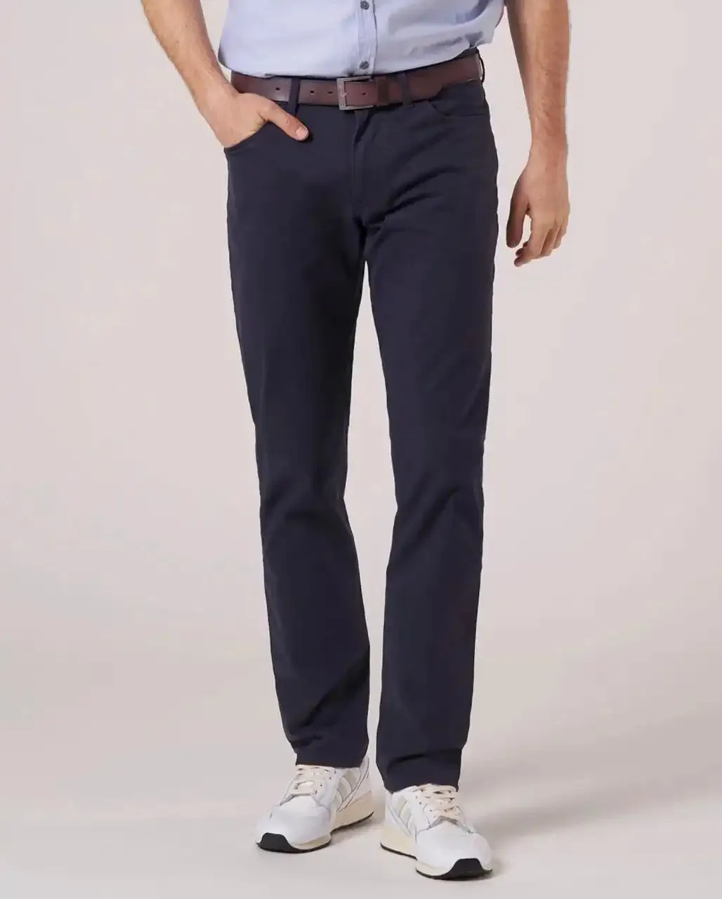 Hattric Men's Chino Trousers Hunter Straight Leg Stretch 688405/45 Navy
