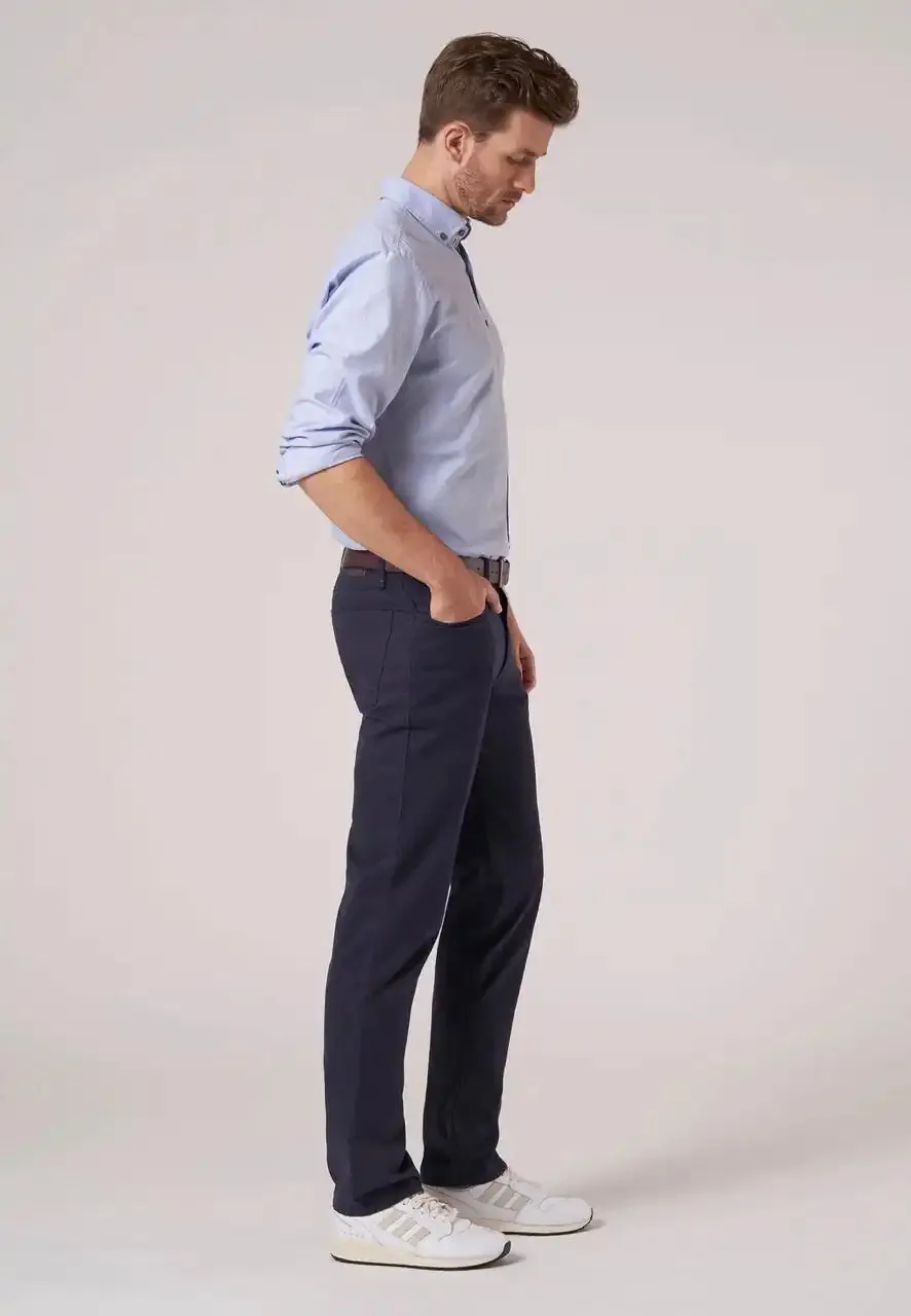 Hattric Men's Chino Trousers Hunter Straight Leg Stretch 688405/45 Navy