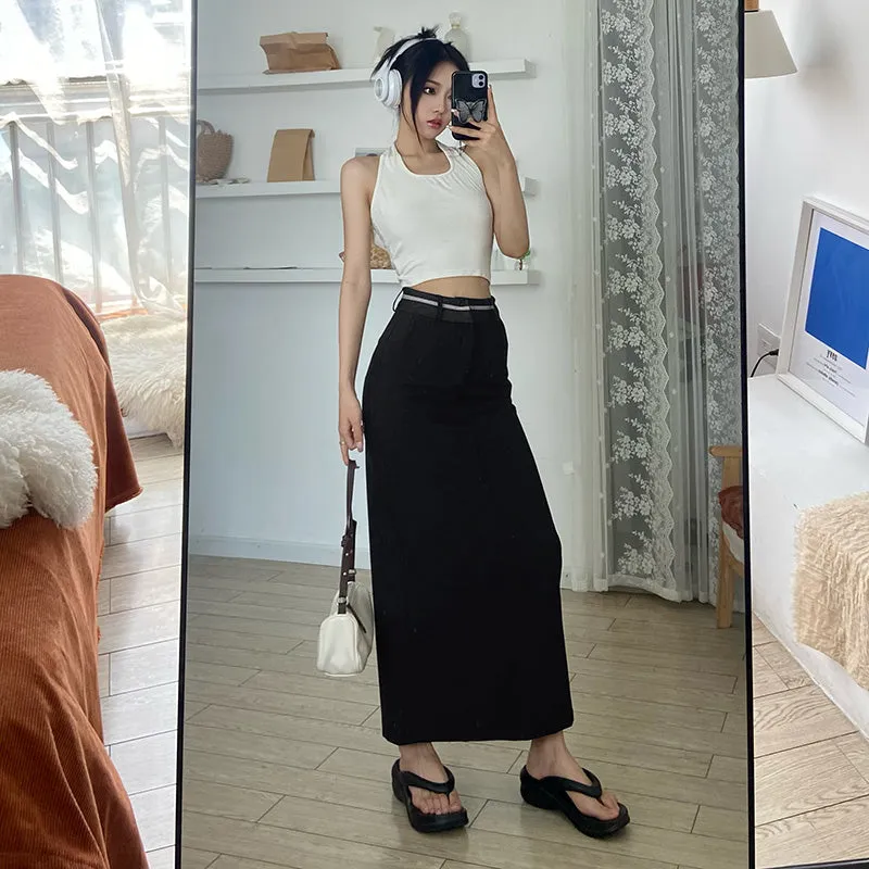 High-End Trendy High-Waisted Midi Skirt