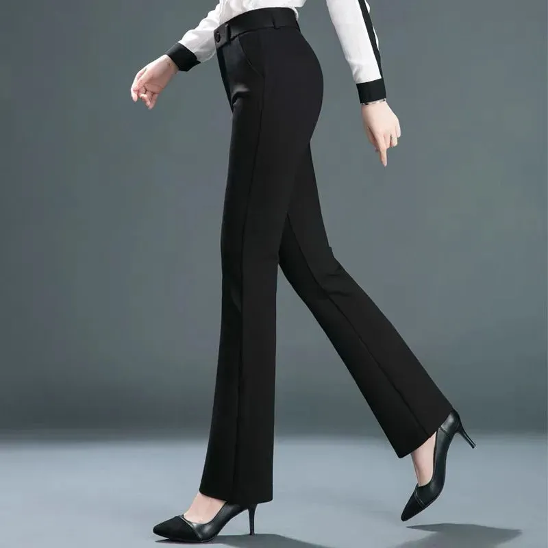 High Waist Office Flare Pants Slim Casual Trousers Stretchy Boot Cut Pants Women Formal Skinny