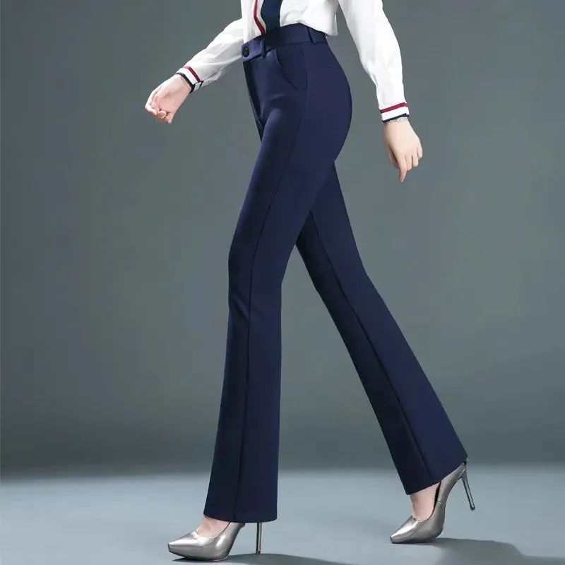 High Waist Office Flare Pants Slim Casual Trousers Stretchy Boot Cut Pants Women Formal Skinny
