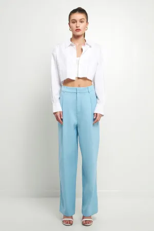 High Waisted Suit Trousers (Black, Ocean Blue)