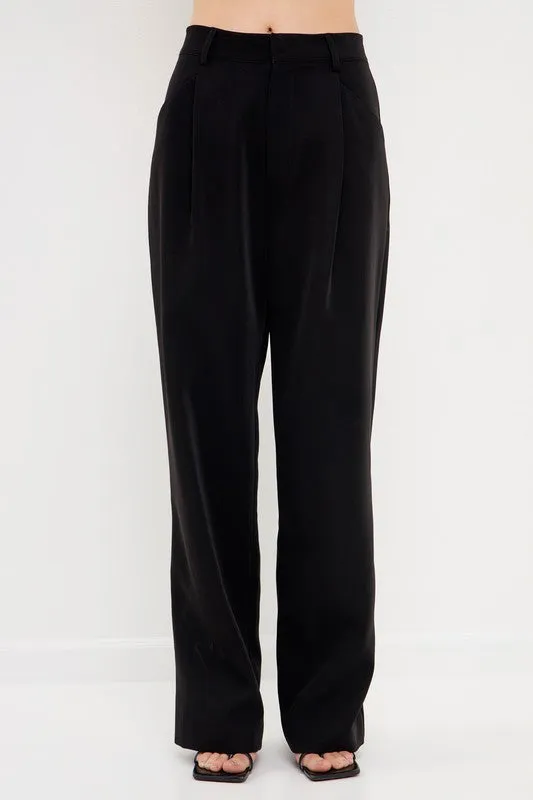 High Waisted Suit Trousers (Black, Ocean Blue)