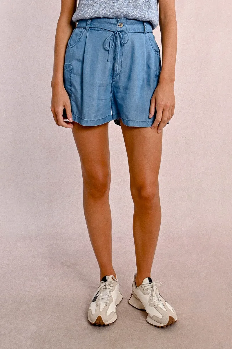 HIGH-WAISTED TENCEL SHORTS
