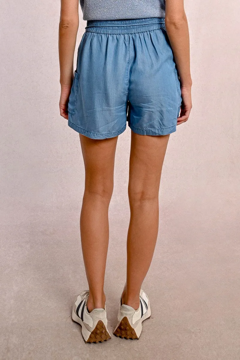 HIGH-WAISTED TENCEL SHORTS