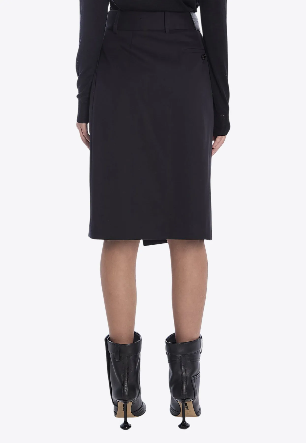 High-Waisted Wrap Knee-Length Skirt