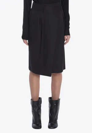 High-Waisted Wrap Knee-Length Skirt