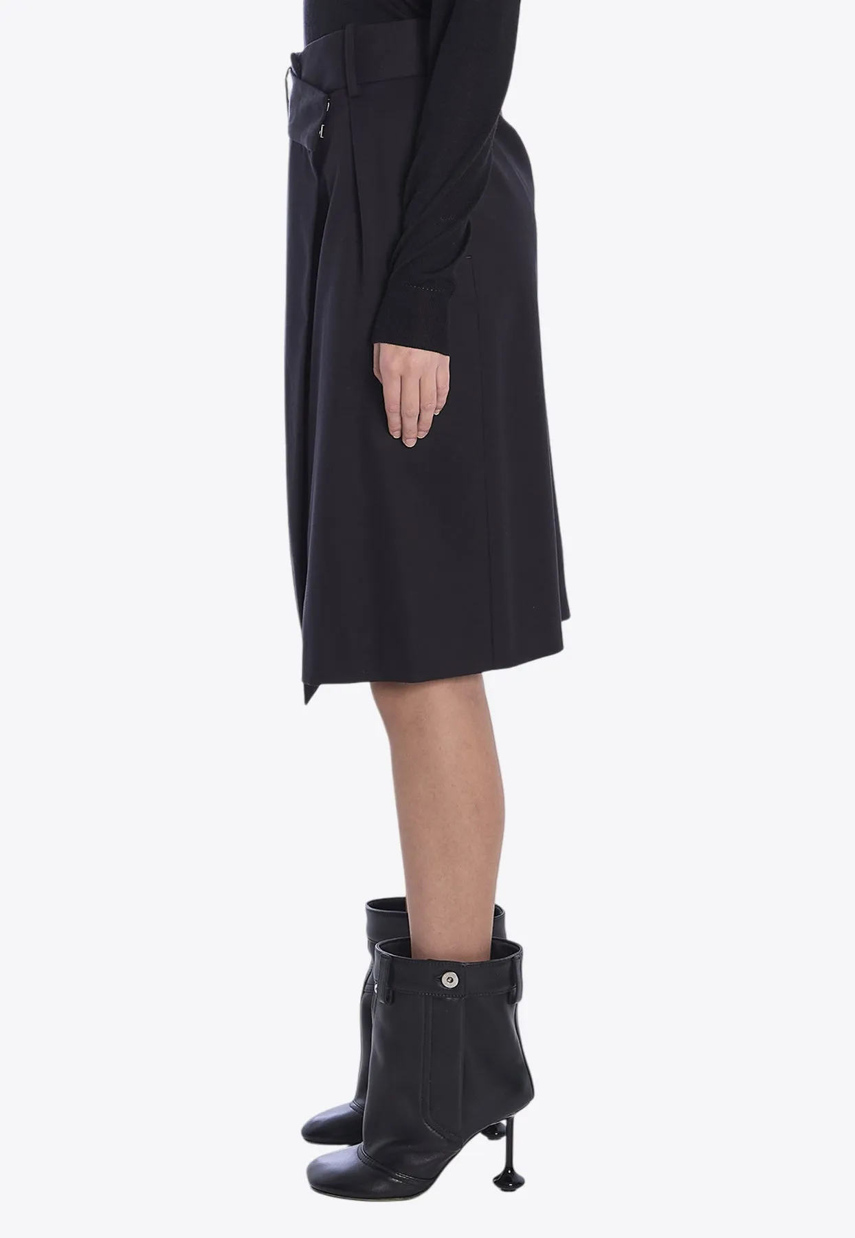 High-Waisted Wrap Knee-Length Skirt