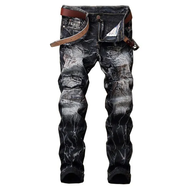 Hole Metrosexual Straight Destroyed Jeans Brand Slim Casual Ripped Jeans Homme Retro Men's Denim Trousers High Quality Cotton