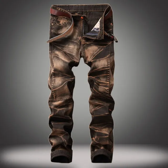 Hole Metrosexual Straight Destroyed Jeans Brand Slim Casual Ripped Jeans Homme Retro Men's Denim Trousers High Quality Cotton