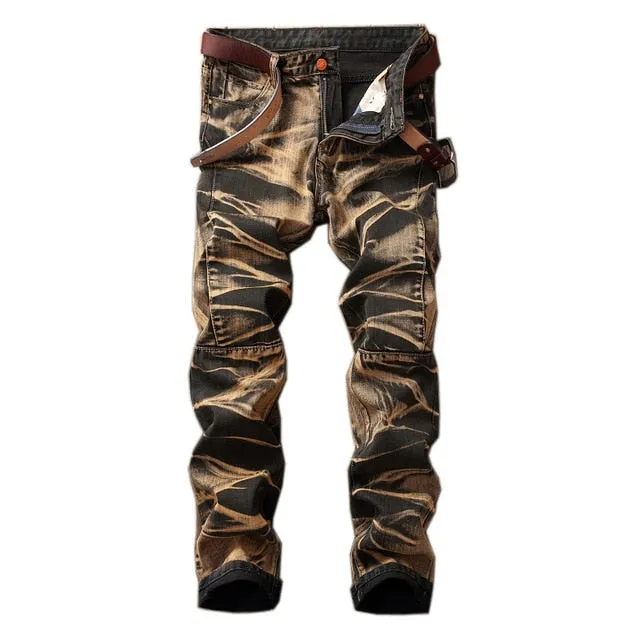 Hole Metrosexual Straight Destroyed Jeans Brand Slim Casual Ripped Jeans Homme Retro Men's Denim Trousers High Quality Cotton