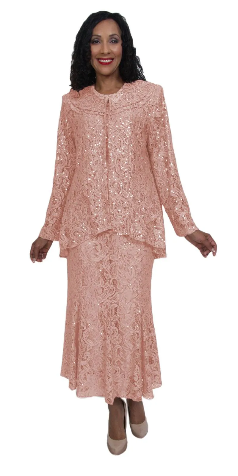 Hosanna 5015 Plus Size 3 Piece Set Length Dress Lace