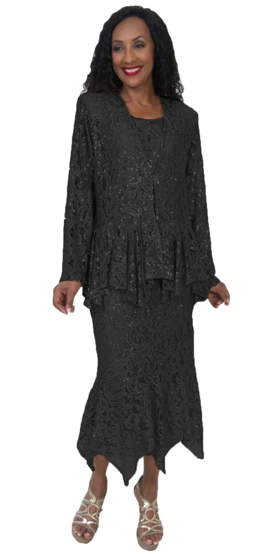 Hosanna 5084 Plus Size 3 Piece Set Tea Length Dress