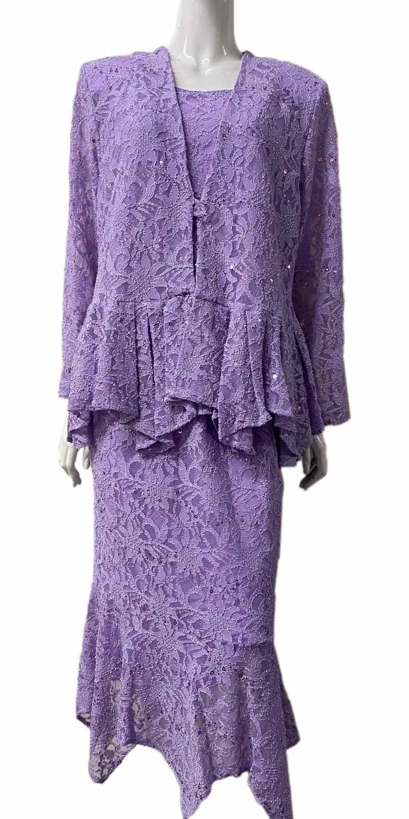 Hosanna 5084 Plus Size 3 Piece Set Tea Length Dress