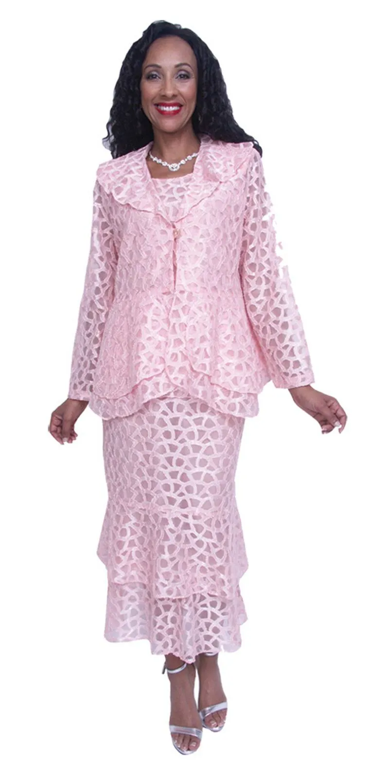 Hosanna 5501 Plus Size 3-Piece Set Tea Length Lace Dress