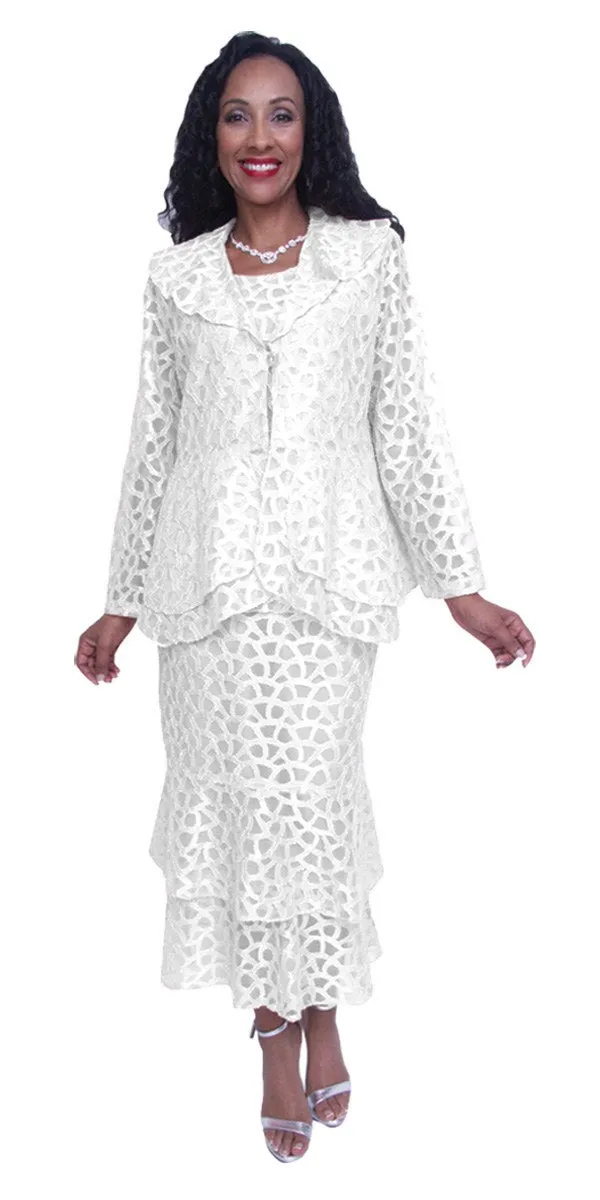 Hosanna 5501 Plus Size 3-Piece Set Tea Length Lace Dress