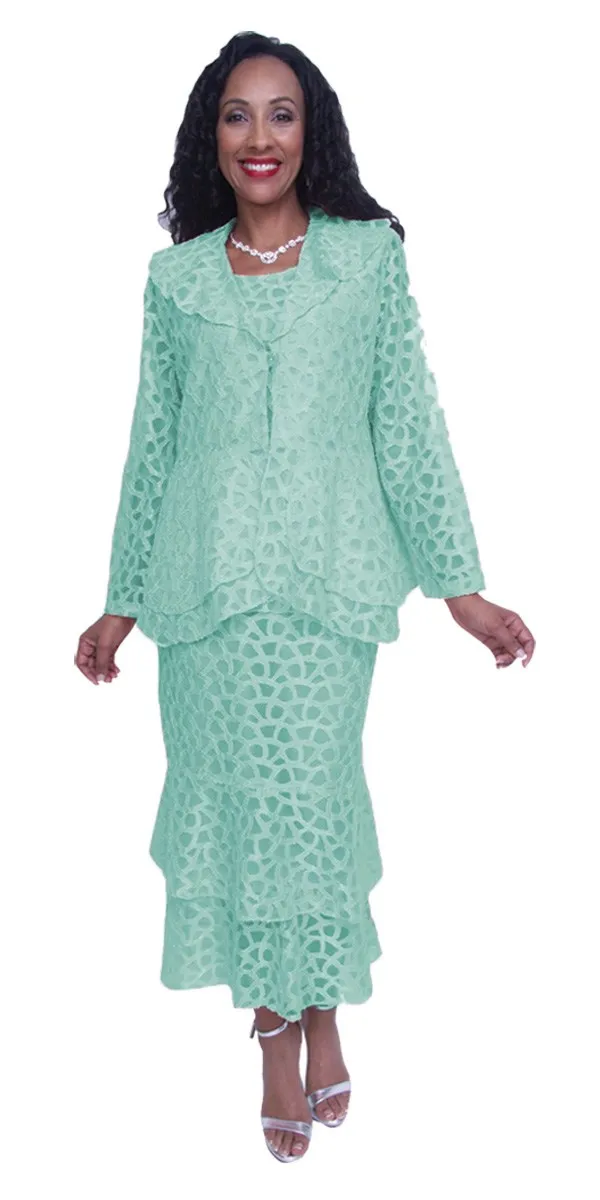 Hosanna 5501 Plus Size 3-Piece Set Tea Length Lace Dress