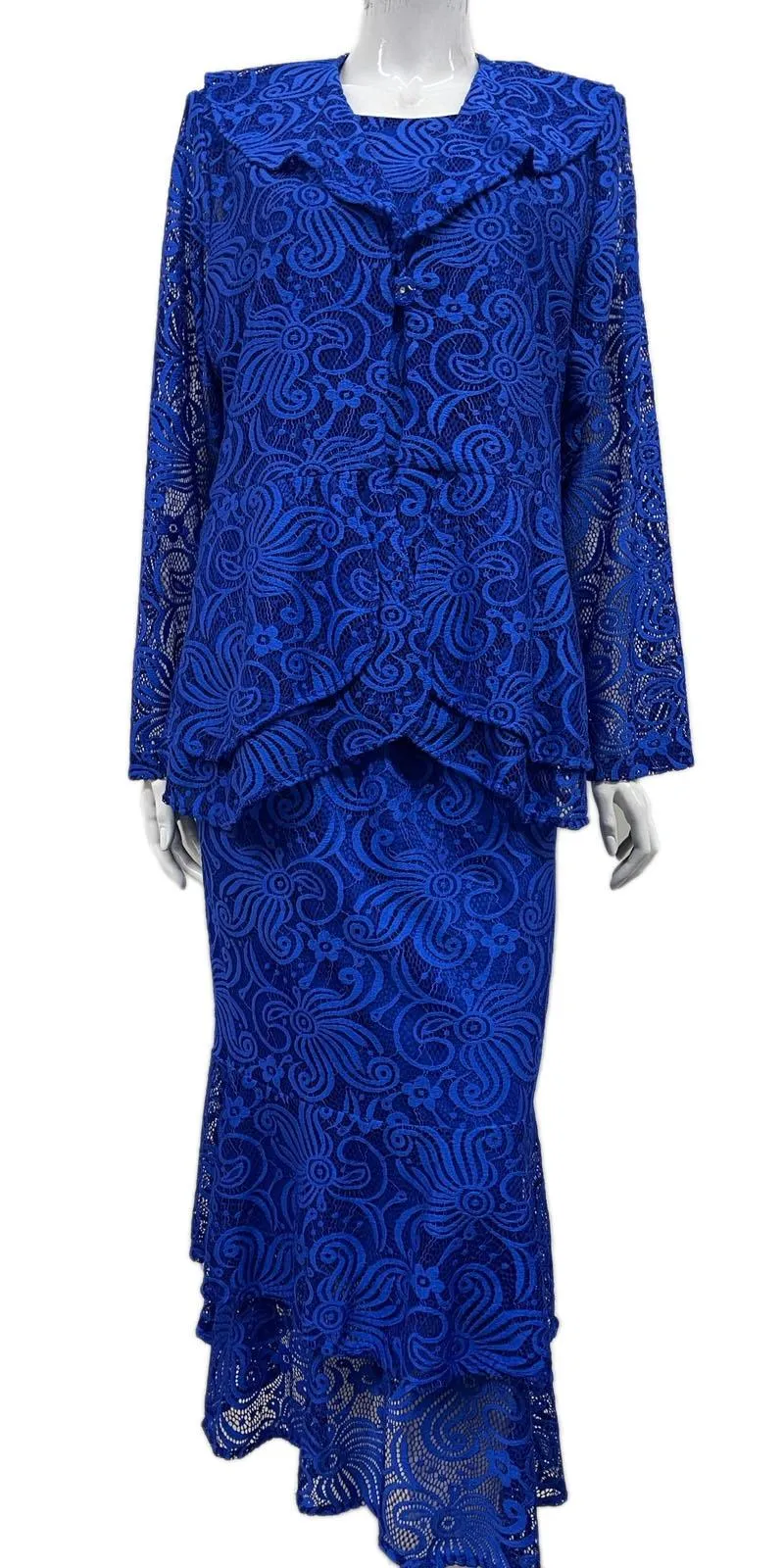Hosanna 5501 Plus Size 3-Piece Set Tea Length Lace Dress