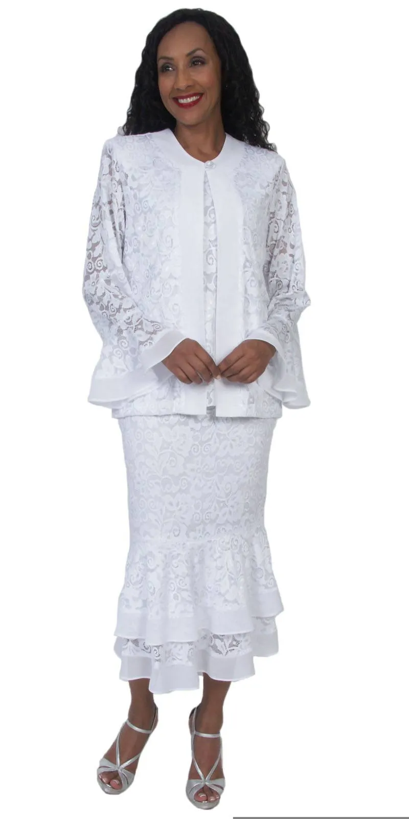 Hosanna 5514 Plus Size 3 Piece Set Tea Length Dress