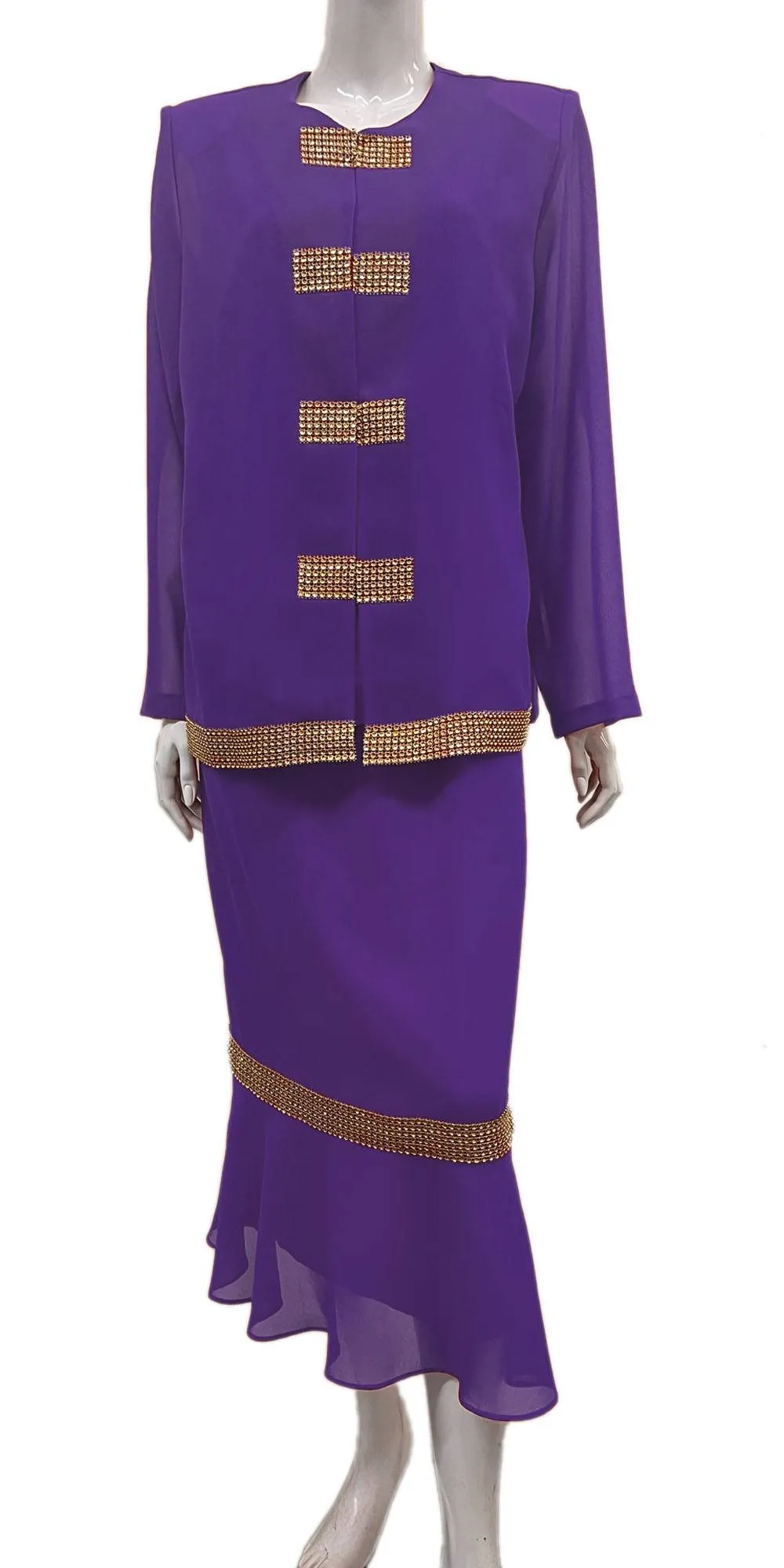 Hosanna 5515 Plus Size 3-Piece Set Tea Length Dress
