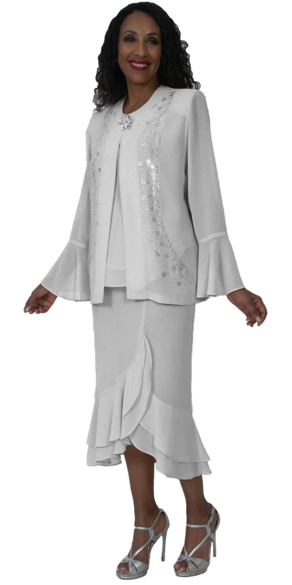Hosanna 5524 Plus Size 3-Piece Set Tea Length Dress