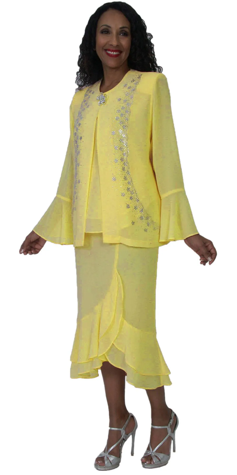 Hosanna 5524 Plus Size 3-Piece Set Tea Length Dress