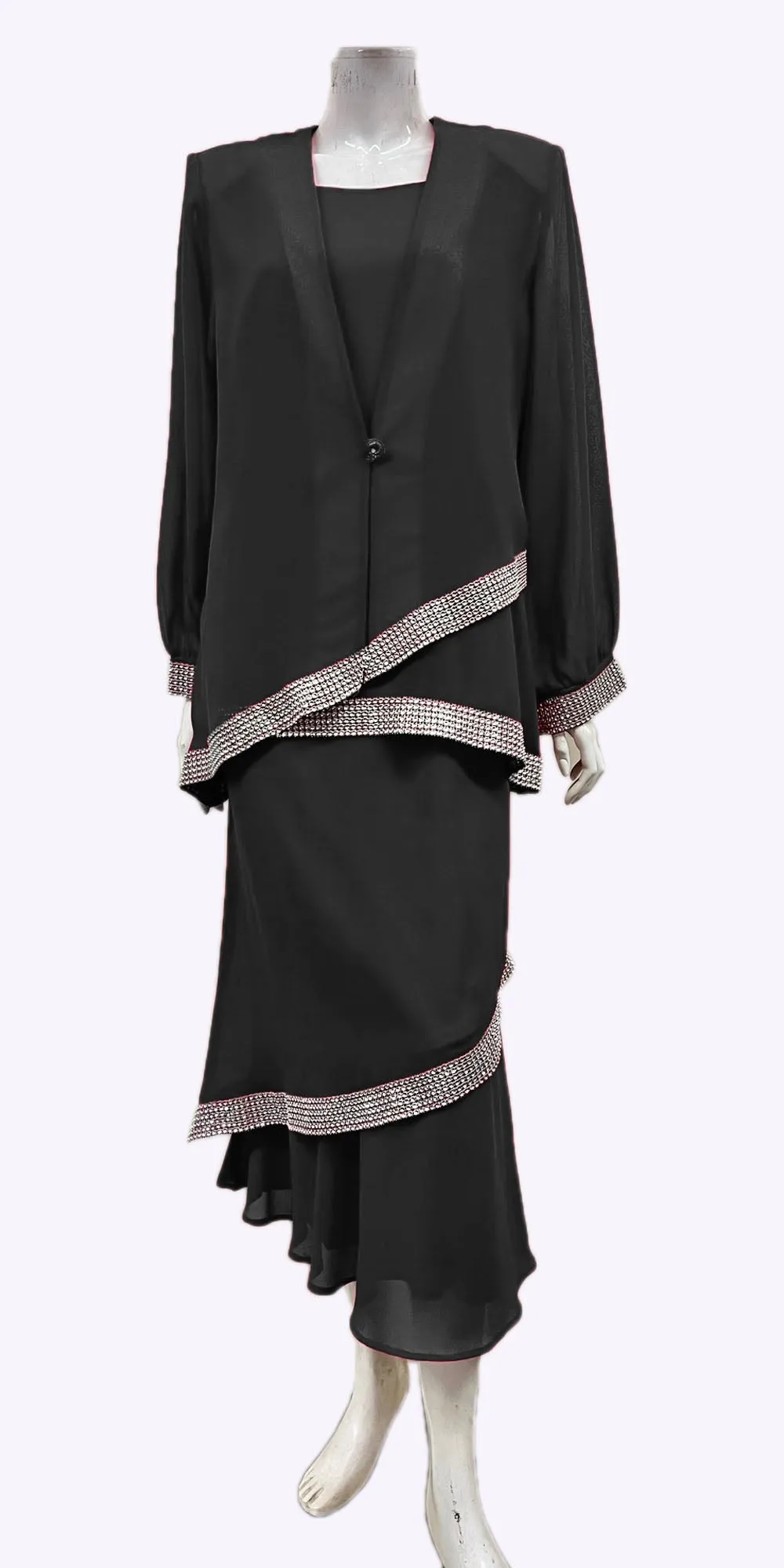 Hosanna 5532 Plus Size 3-Piece Set Tea Length Dress Outfit