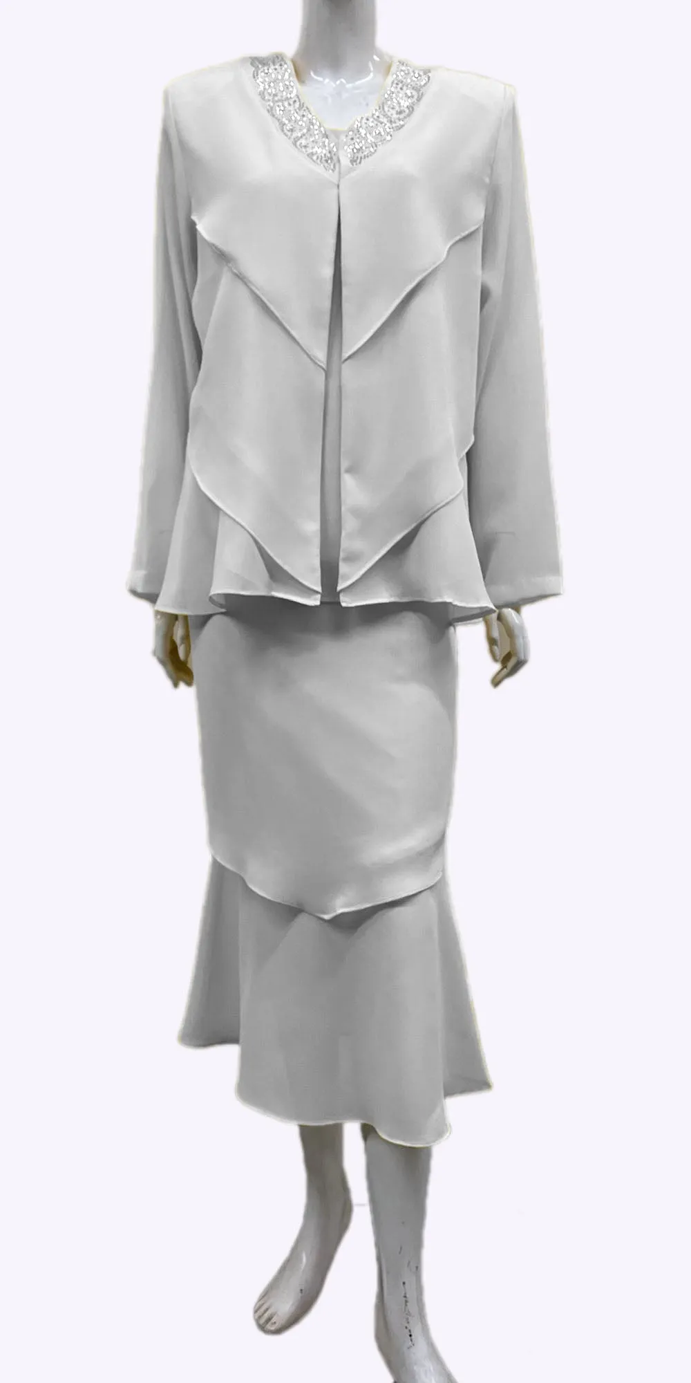 Hosanna 5540 Plus Size Outfit 3-Piece Set Tea Length Dress