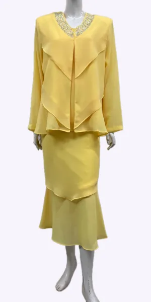 Hosanna 5540 Plus Size Outfit 3-Piece Set Tea Length Dress
