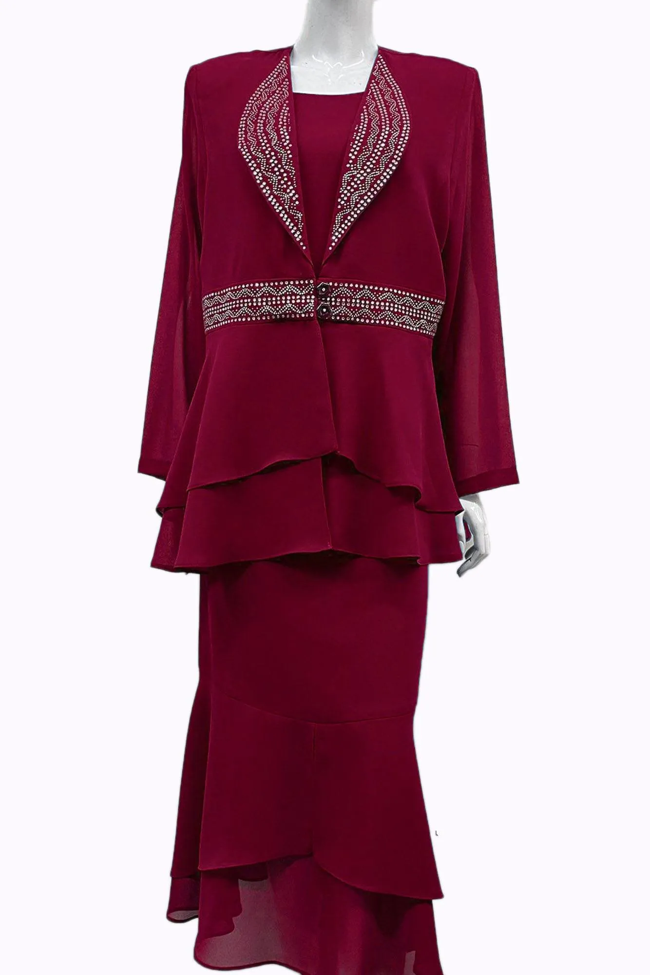 Hosanna 5548 Modest Outfit 3-Piece Set Tea Length Dress