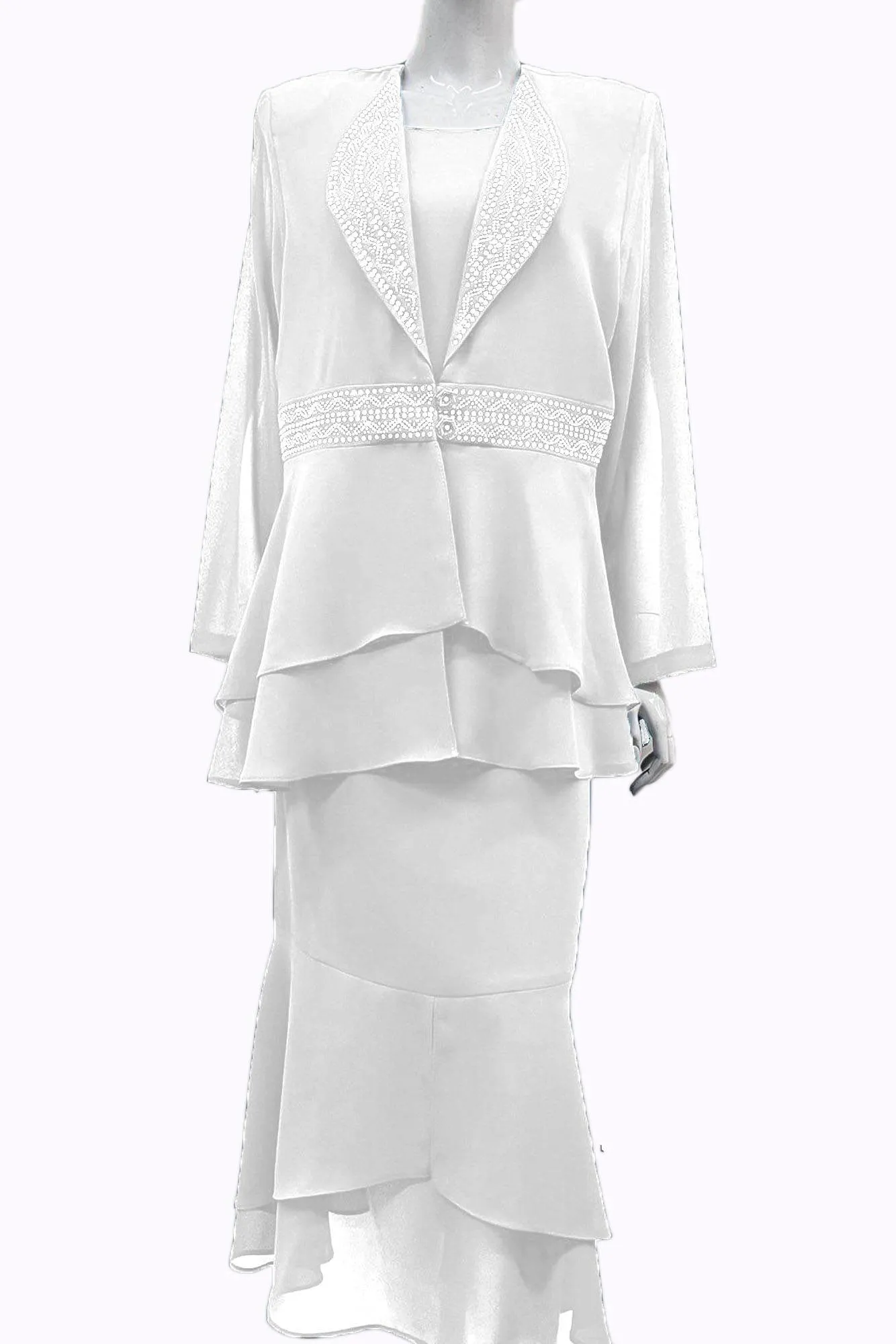 Hosanna 5548 Modest Outfit 3-Piece Set Tea Length Dress