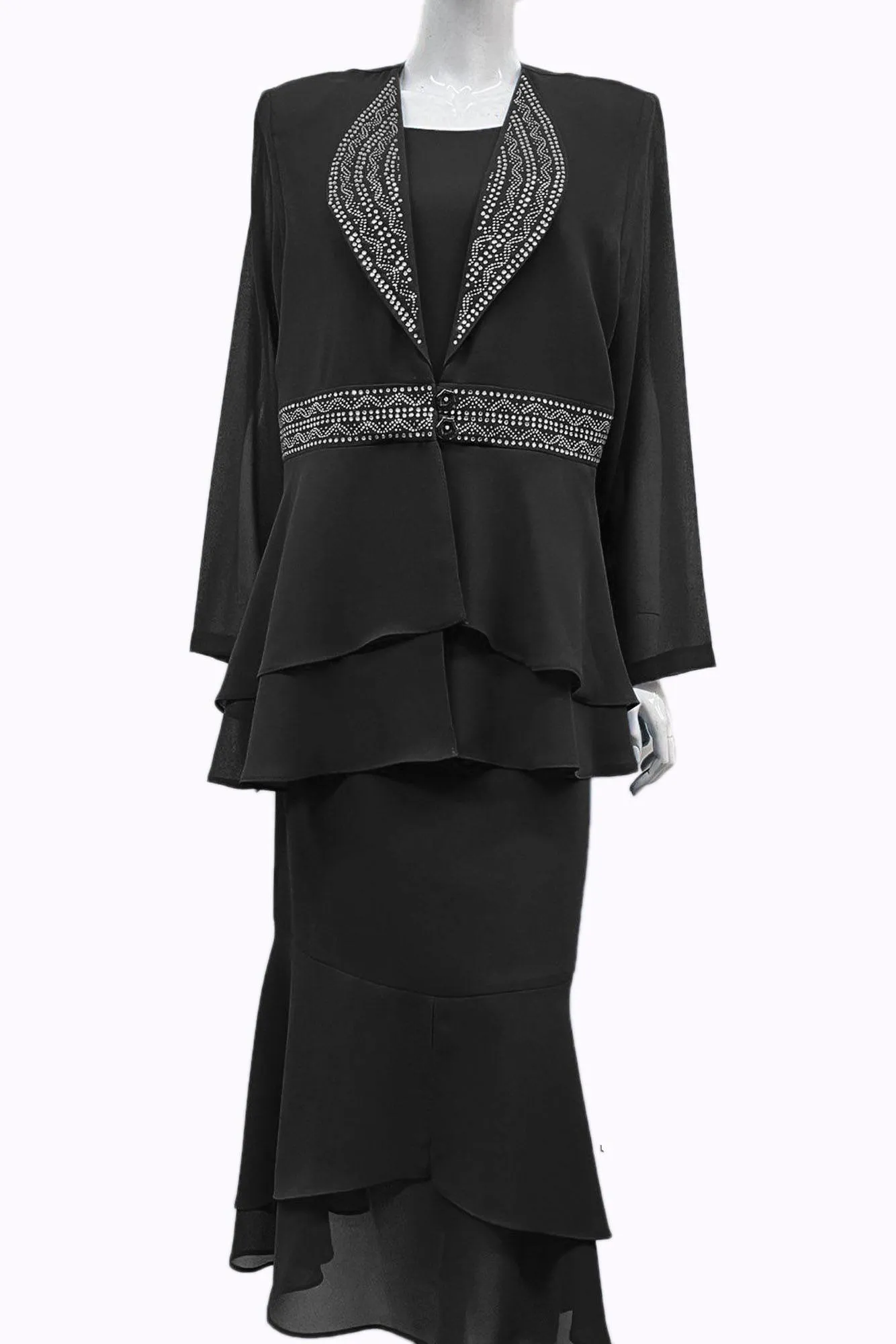 Hosanna 5548 Modest Outfit 3-Piece Set Tea Length Dress