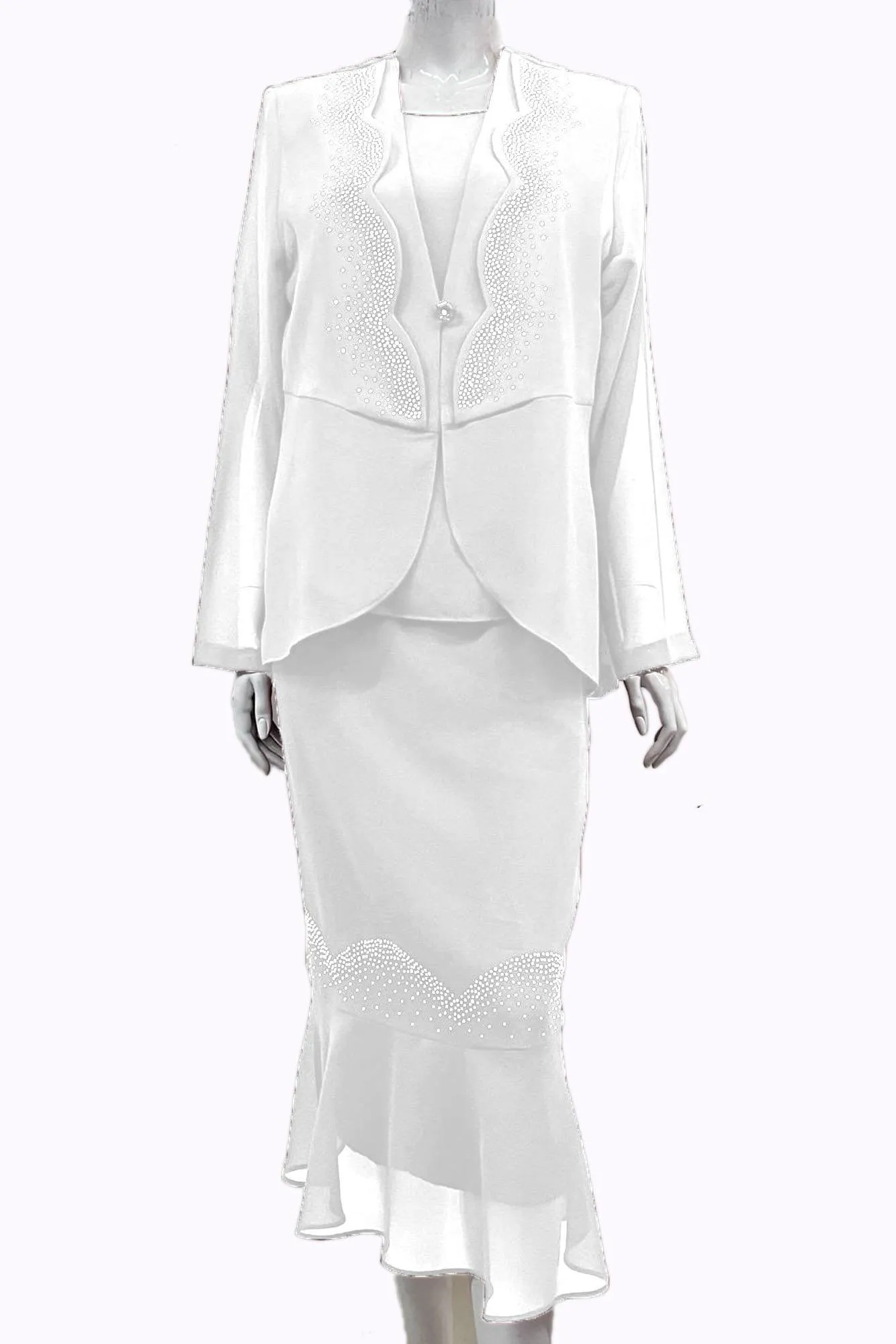Hosanna 5549 Modest Outfit 3-Piece Set Tea Length Dress