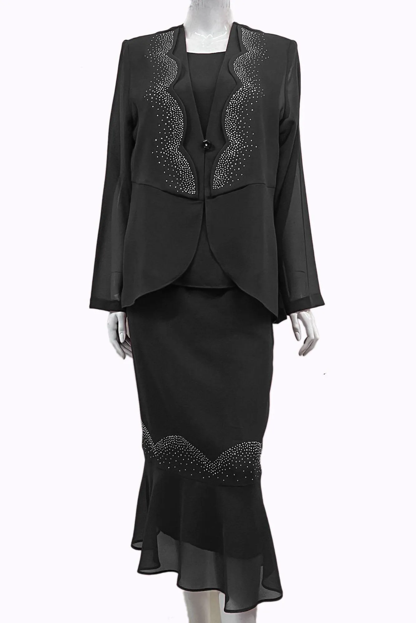 Hosanna 5549 Modest Outfit 3-Piece Set Tea Length Dress