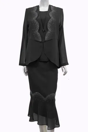 Hosanna 5549 Modest Outfit 3-Piece Set Tea Length Dress