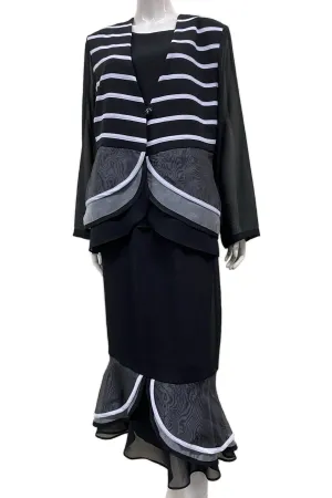 Hosanna 5551 Modest Outfit 3-Piece Set Tea Length Dress
