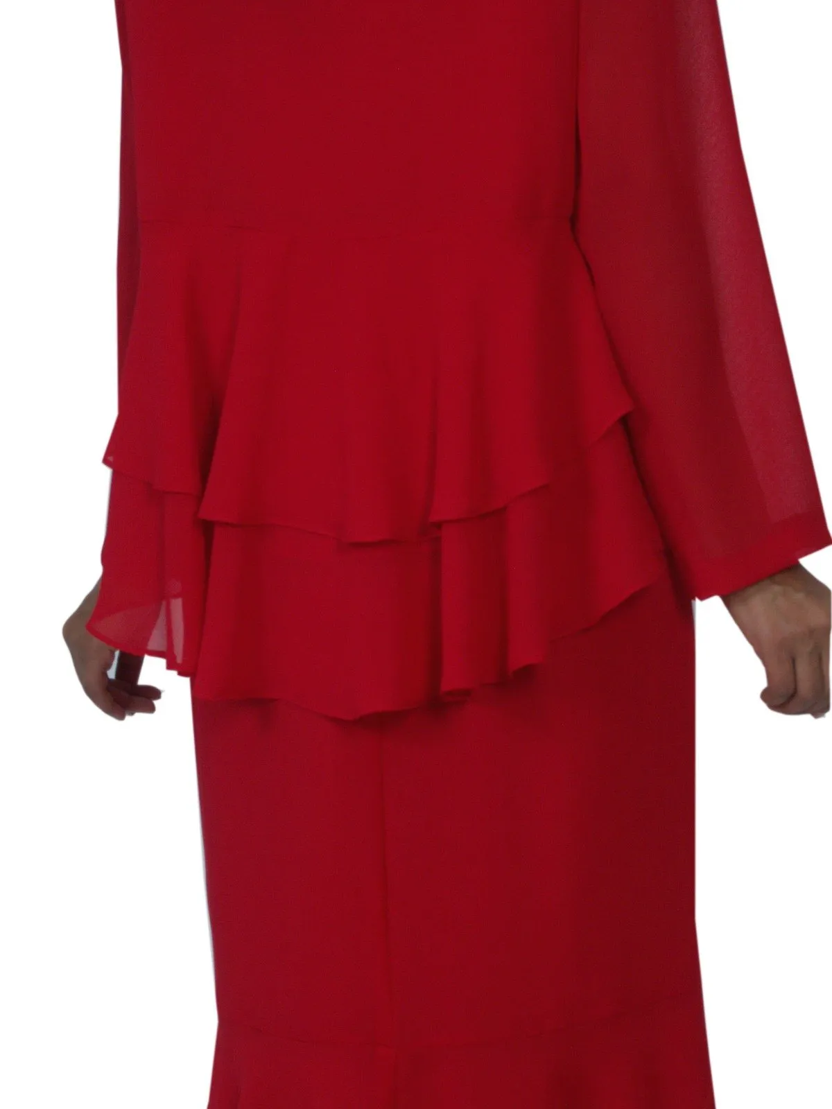 Hosanna 5557 Plus Size 3-Piece Set Tea Length Dress