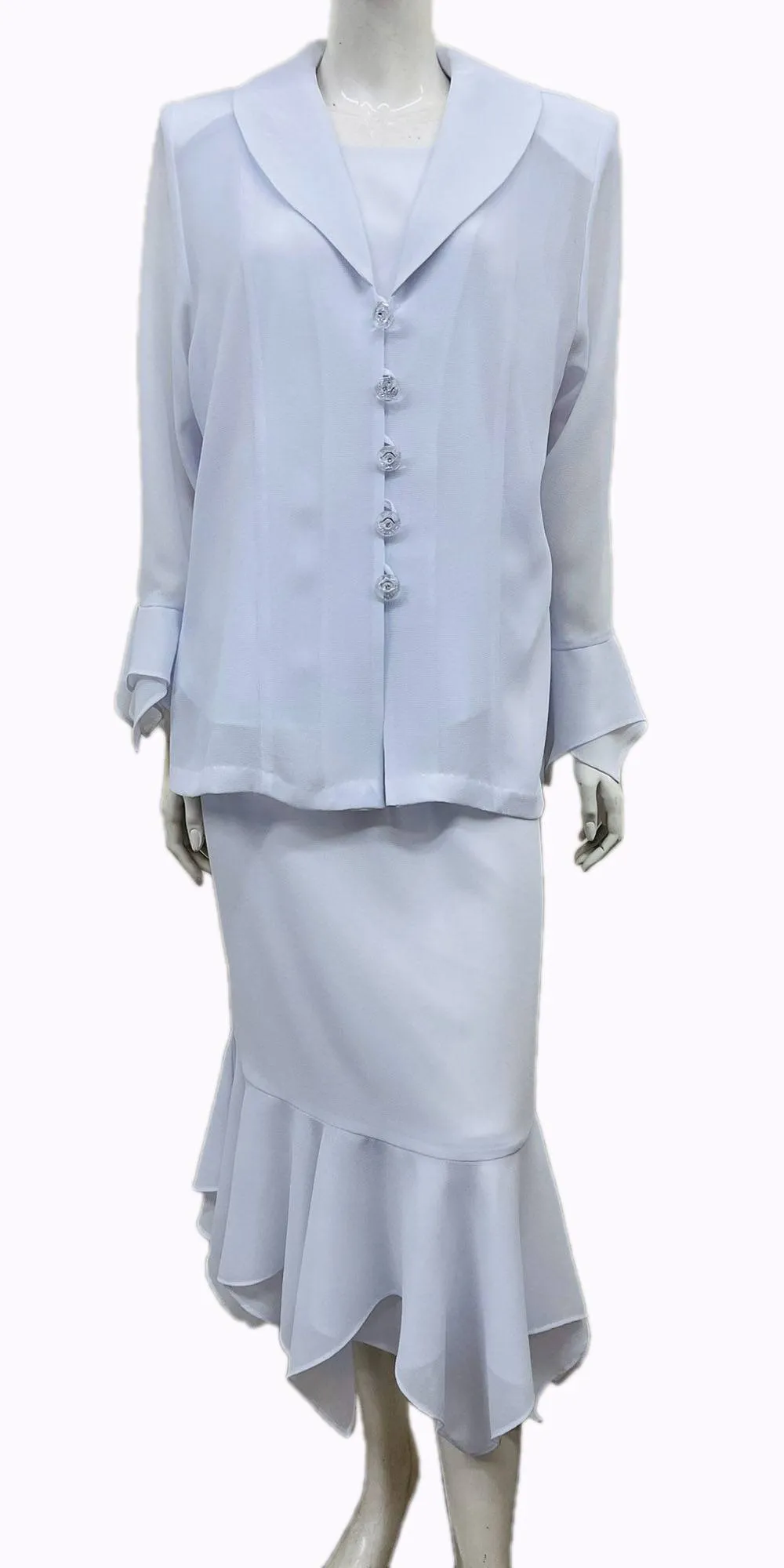 Hosanna Design 5545 Modest 3-Piece Set Tea Length Chiffon Dress