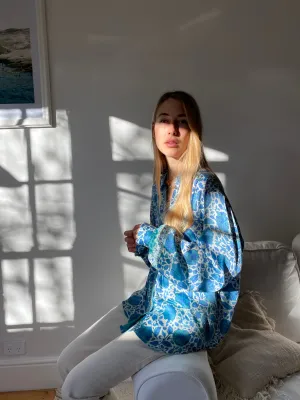 HOTEL The Fleurs Silk Blouse in Sky