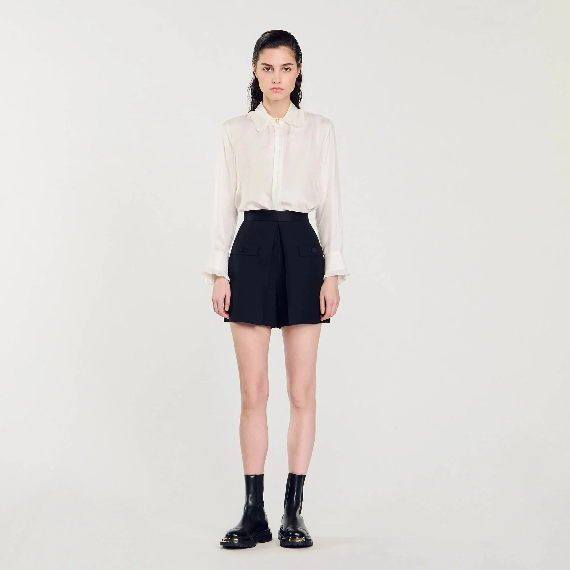 Hugo High-Waisted Shorts With Buttons Black